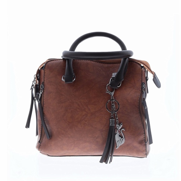 Classic Buttery Brown Tote Bag with Dark Brown Handles - Picture 2 of 3